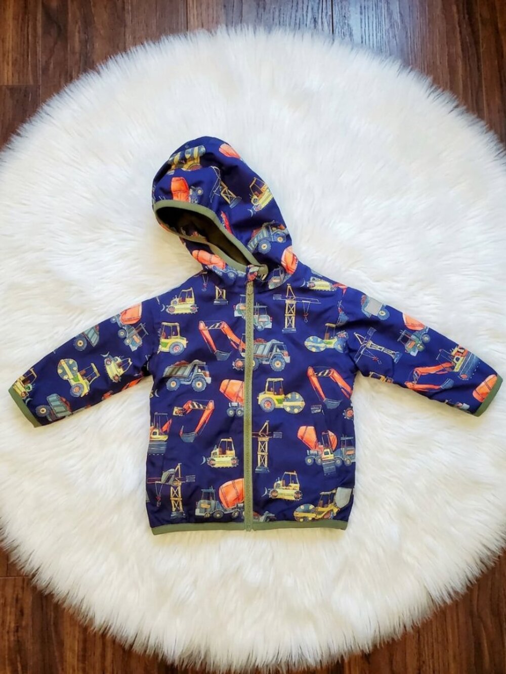 Hatley Construction Truck Raincoat Size 2